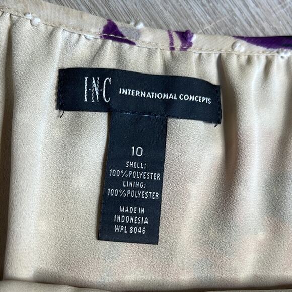 INC Floral Cream Purple Cold Shoulder Long Bell Sleeve Blouse Women’s - Picture 3 of 11